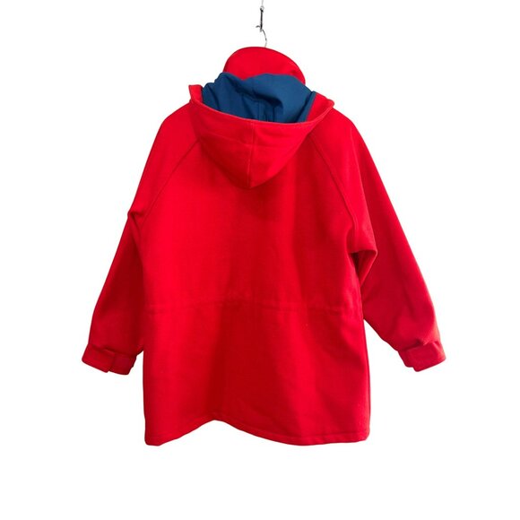 Vintage The Woolrich Woman Red Hooded Wool Blend Coat Size L Made In USA - Picture 7 of 9
